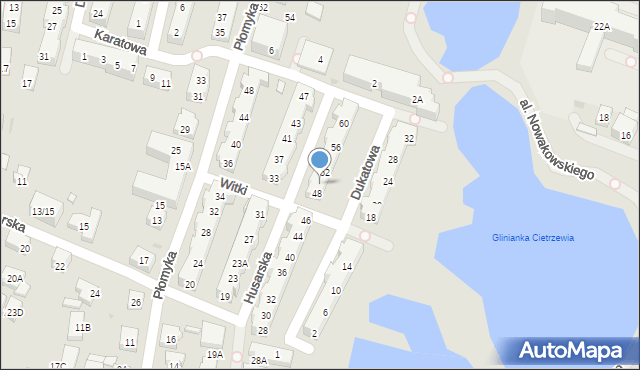 Warszawa, Husarska, 50, mapa Warszawy