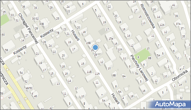 Warszawa, Husarii, 14, mapa Warszawy