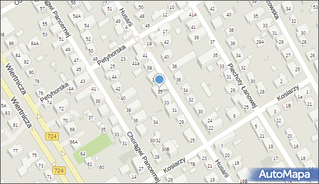 Warszawa, Husarii, 35, mapa Warszawy