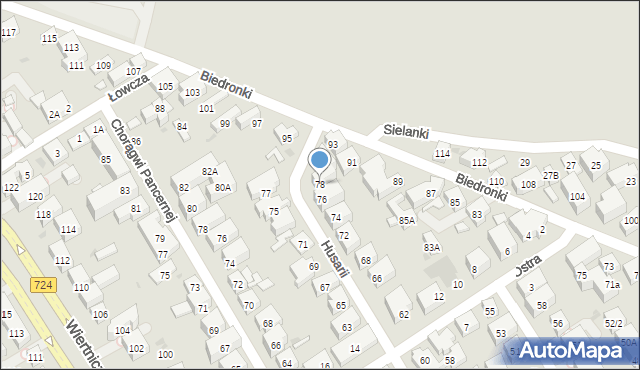 Warszawa, Husarii, 78, mapa Warszawy