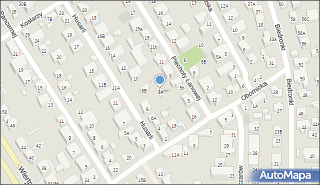 Warszawa, Husarii, 8A, mapa Warszawy