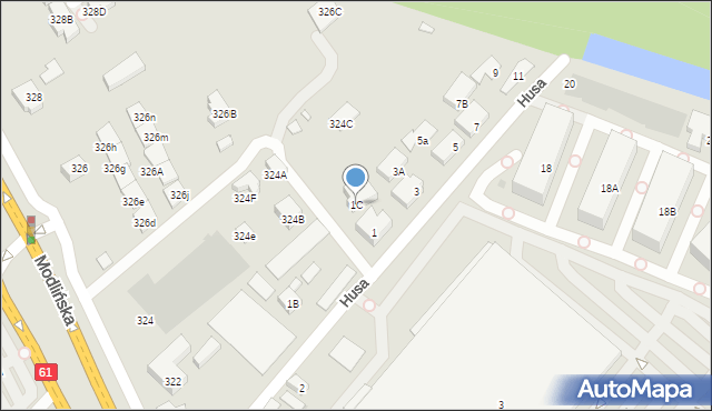 Warszawa, Husa Jana, 1C, mapa Warszawy