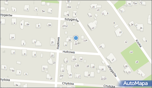 Warszawa, Hufcowa, 11, mapa Warszawy
