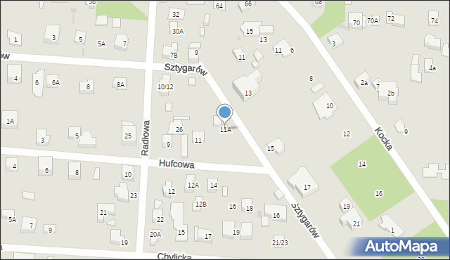 Warszawa, Hufcowa, 11A, mapa Warszawy