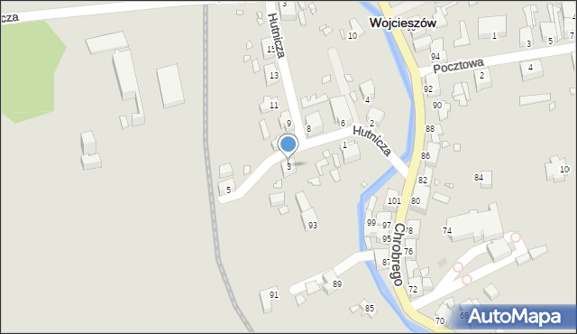 Wojcieszów, Hutnicza, 3, mapa Wojcieszów