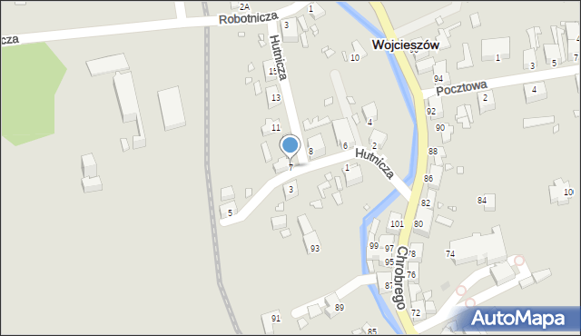 Wojcieszów, Hutnicza, 7, mapa Wojcieszów