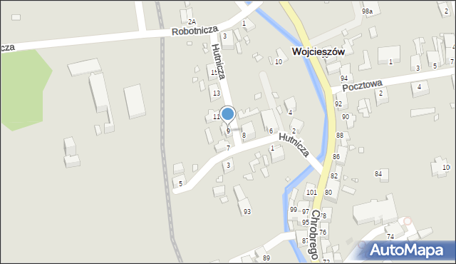 Wojcieszów, Hutnicza, 9, mapa Wojcieszów