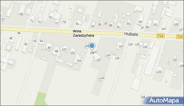 Wola Zaradzyńska, Hubala Henryka, mjr., 108, mapa Wola Zaradzyńska