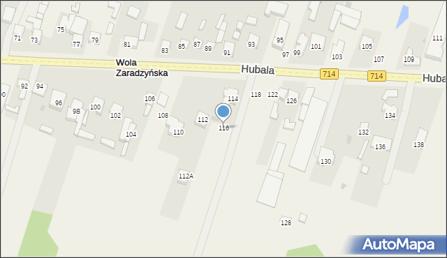 Wola Zaradzyńska, Hubala Henryka, mjr., 116, mapa Wola Zaradzyńska