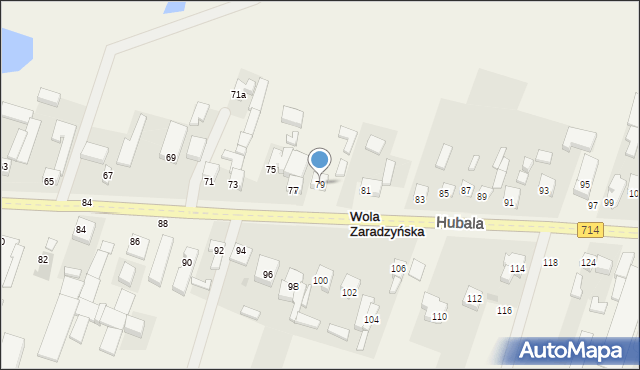 Wola Zaradzyńska, Hubala Henryka, mjr., 79, mapa Wola Zaradzyńska