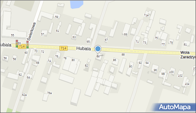 Wola Zaradzyńska, Hubala Henryka, mjr., 84, mapa Wola Zaradzyńska