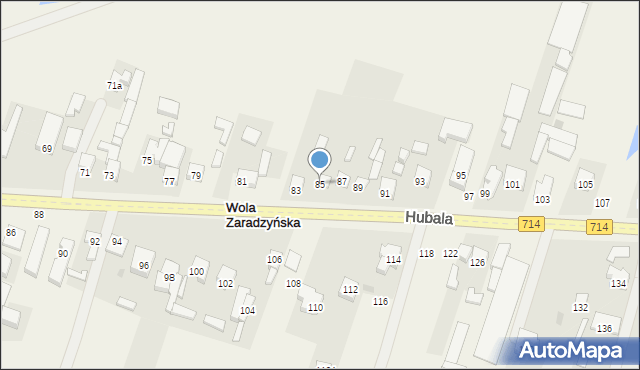Wola Zaradzyńska, Hubala Henryka, mjr., 85, mapa Wola Zaradzyńska