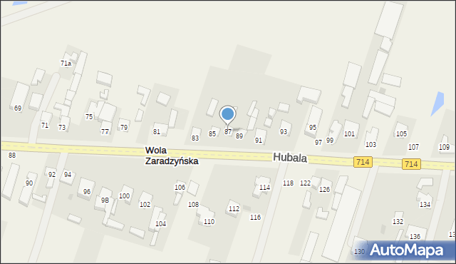 Wola Zaradzyńska, Hubala Henryka, mjr., 87, mapa Wola Zaradzyńska