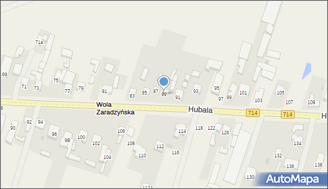 Wola Zaradzyńska, Hubala Henryka, mjr., 89, mapa Wola Zaradzyńska