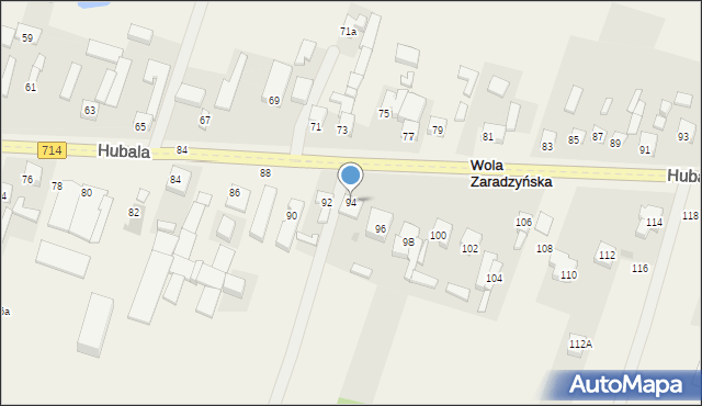 Wola Zaradzyńska, Hubala Henryka, mjr., 94, mapa Wola Zaradzyńska