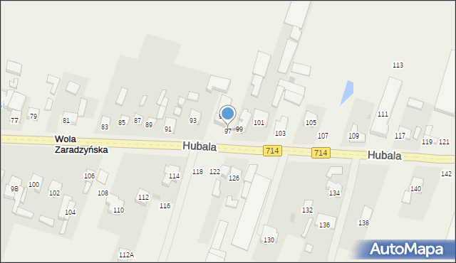 Wola Zaradzyńska, Hubala Henryka, mjr., 97, mapa Wola Zaradzyńska