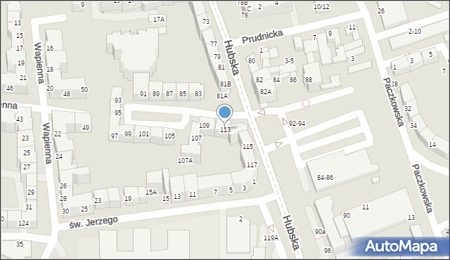 Wrocław, Hubska, 113, mapa Wrocławia