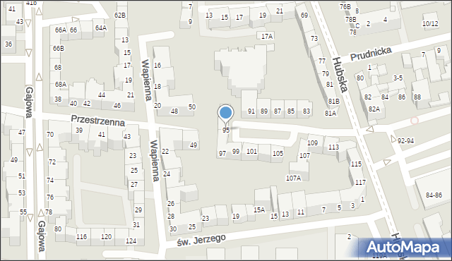 Wrocław, Hubska, 95, mapa Wrocławia