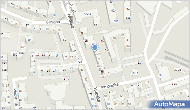 Wrocław, Hubska, 74B, mapa Wrocławia