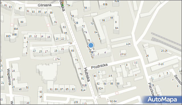 Wrocław, Hubska, 78B, mapa Wrocławia