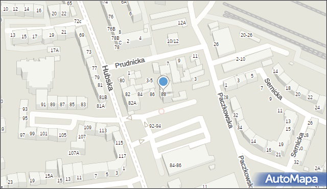 Wrocław, Hubska, 88, mapa Wrocławia