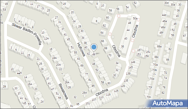 Wrocław, Hufcowa, 44, mapa Wrocławia