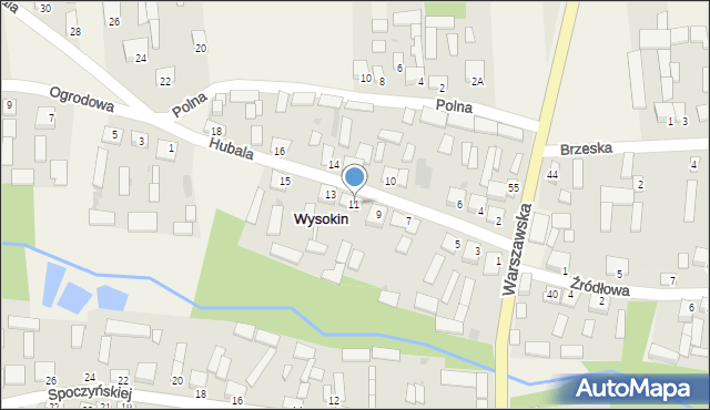 Wysokin, Hubala Henryka, mjr., 11, mapa Wysokin