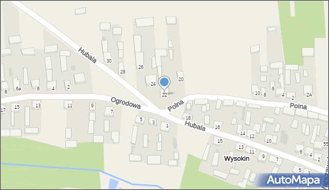 Wysokin, Hubala Henryka, mjr., 22, mapa Wysokin