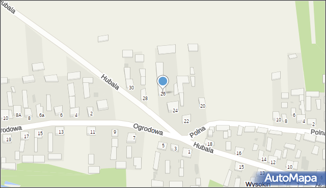 Wysokin, Hubala Henryka, mjr., 26, mapa Wysokin