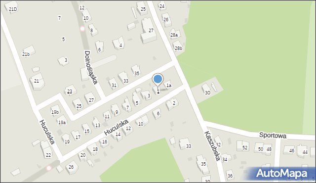 Żary, Huculska, 1, mapa Żary