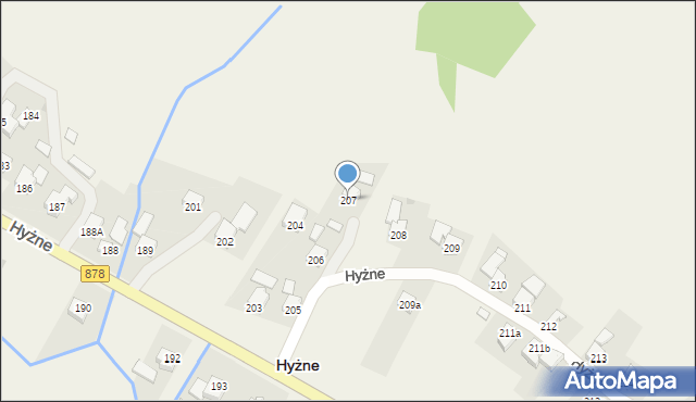 Hyżne, Hyżne, 207, mapa Hyżne