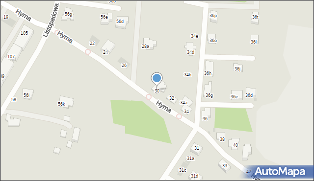 Łódź, Hyrna, 30, mapa Łodzi