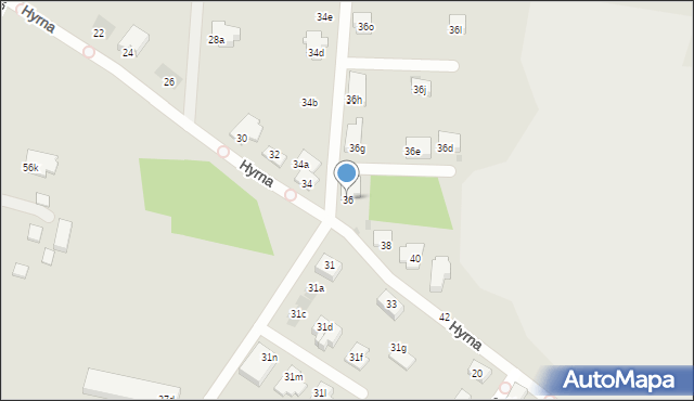 Łódź, Hyrna, 36, mapa Łodzi