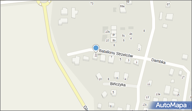 Chojnice, I Batalionu Strzelców, 11, mapa Chojnic