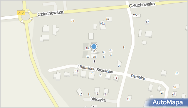 Chojnice, I Batalionu Strzelców, 8d, mapa Chojnic