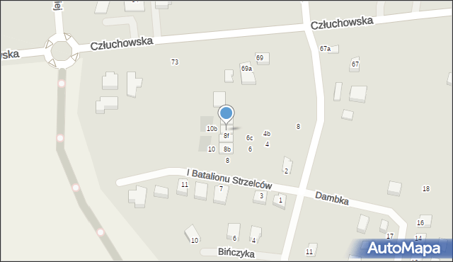 Chojnice, I Batalionu Strzelców, 8g, mapa Chojnic