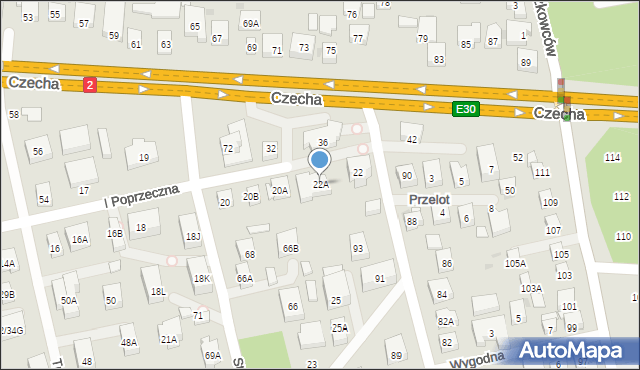 Warszawa, I Poprzeczna, 22A, mapa Warszawy