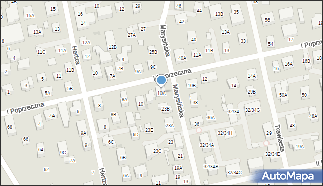 Warszawa, I Poprzeczna, 10A, mapa Warszawy