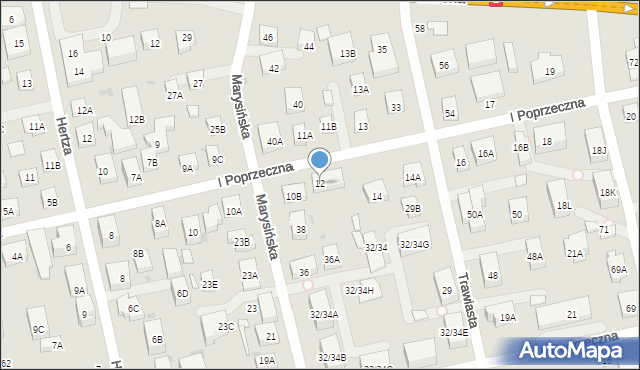 Warszawa, I Poprzeczna, 12, mapa Warszawy