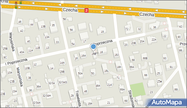 Warszawa, I Poprzeczna, 16B, mapa Warszawy