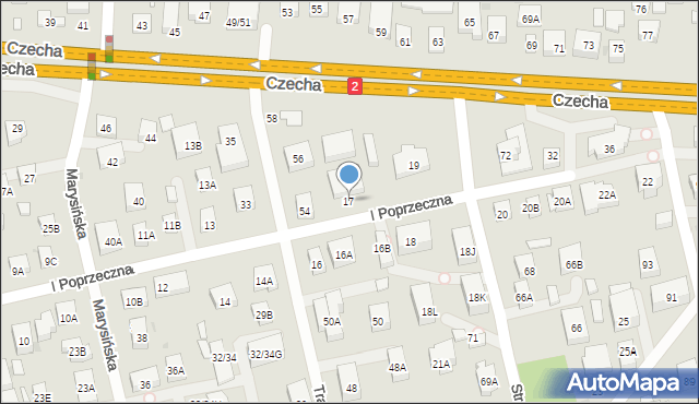 Warszawa, I Poprzeczna, 17, mapa Warszawy