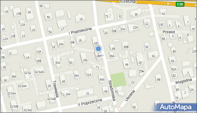 Warszawa, I Poprzeczna, 18K, mapa Warszawy