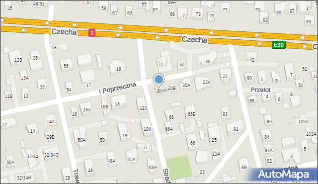 Warszawa, I Poprzeczna, 20, mapa Warszawy