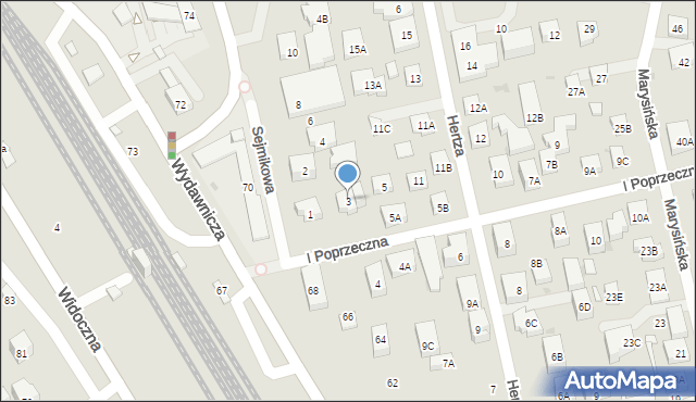 Warszawa, I Poprzeczna, 3, mapa Warszawy