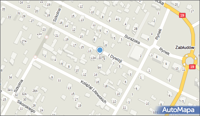 Zabłudów, I Dywizji, 11, mapa Zabłudów