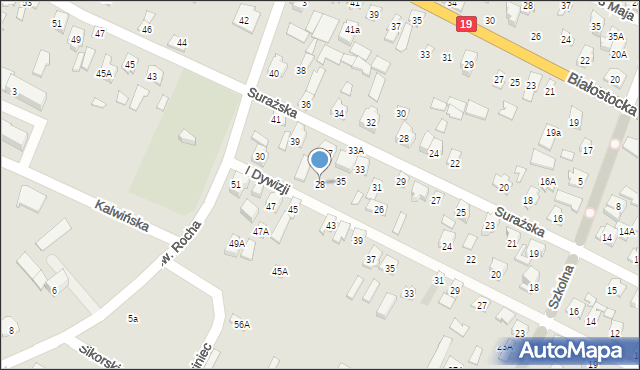 Zabłudów, I Dywizji, 28, mapa Zabłudów