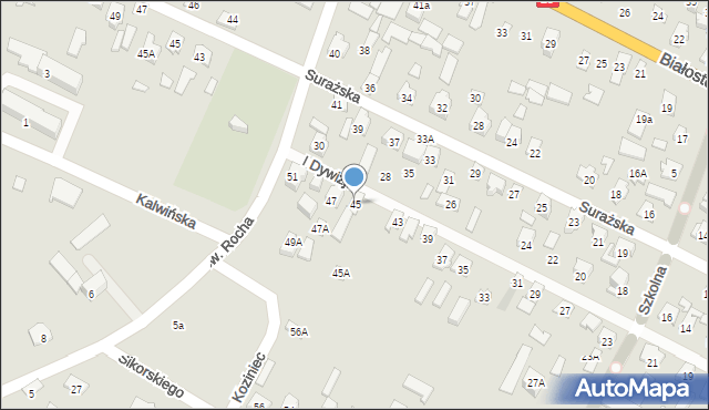 Zabłudów, I Dywizji, 45, mapa Zabłudów