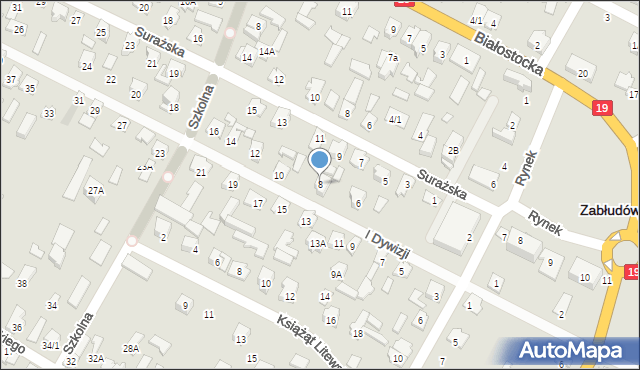 Zabłudów, I Dywizji, 8, mapa Zabłudów