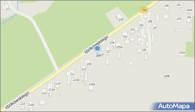 Dąbrowa Górnicza, Idzikowskiego Ludwika, mjr., 208, mapa Dąbrowa Górnicza