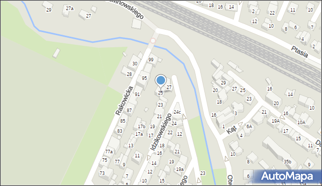 Kraków, Idzikowskiego Ludwika, mjr., 25, mapa Krakowa